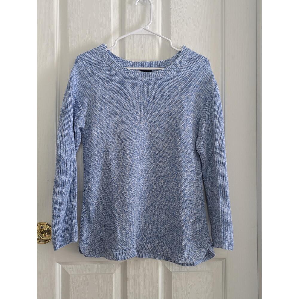 Talbots Women's Knit Sweater Size Medium Blue White Lightweight Classic Casual - Picture 2 of 14